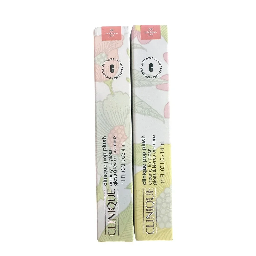 Clinique Pop Plush Creamy Lip Gloss 06 Bubblegum Pop 2 Pack New Boxed